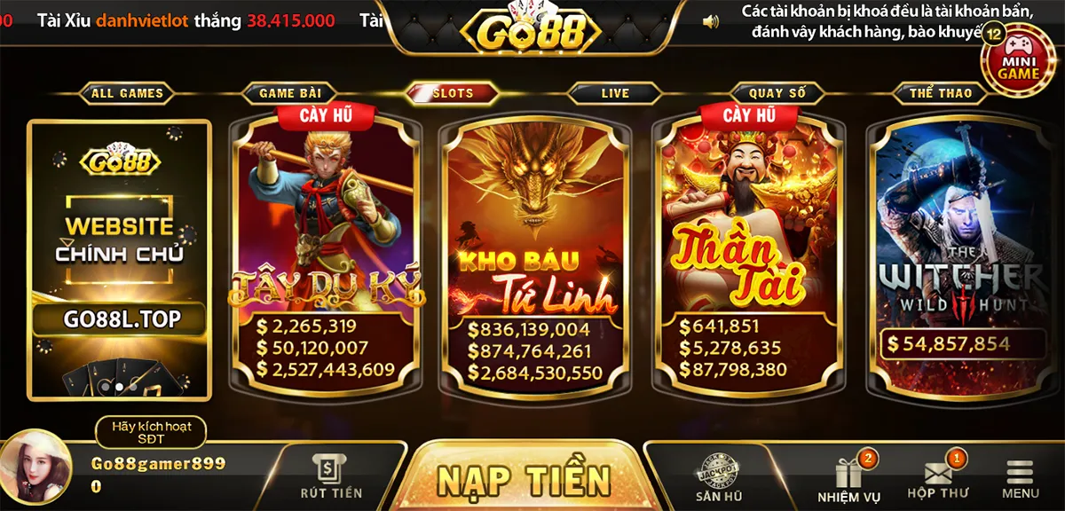 Tổng hợp top 3 game nổ hũ được yêu thích nhất tải go88